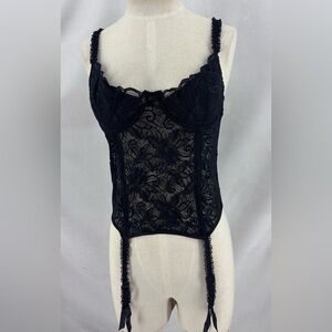 Victoria’s Secret Gold Label Black Lace Corset Bustier 36B Vintage Lingerie